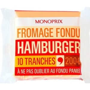 Fromage fondu hamburger 10 tranches, 200g